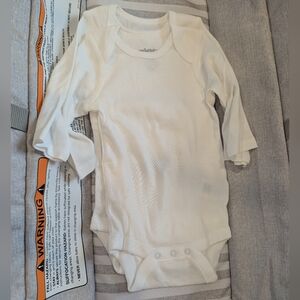 $1 White Long Sleeve Baby Onesies, Size 0-3, 2 Pack